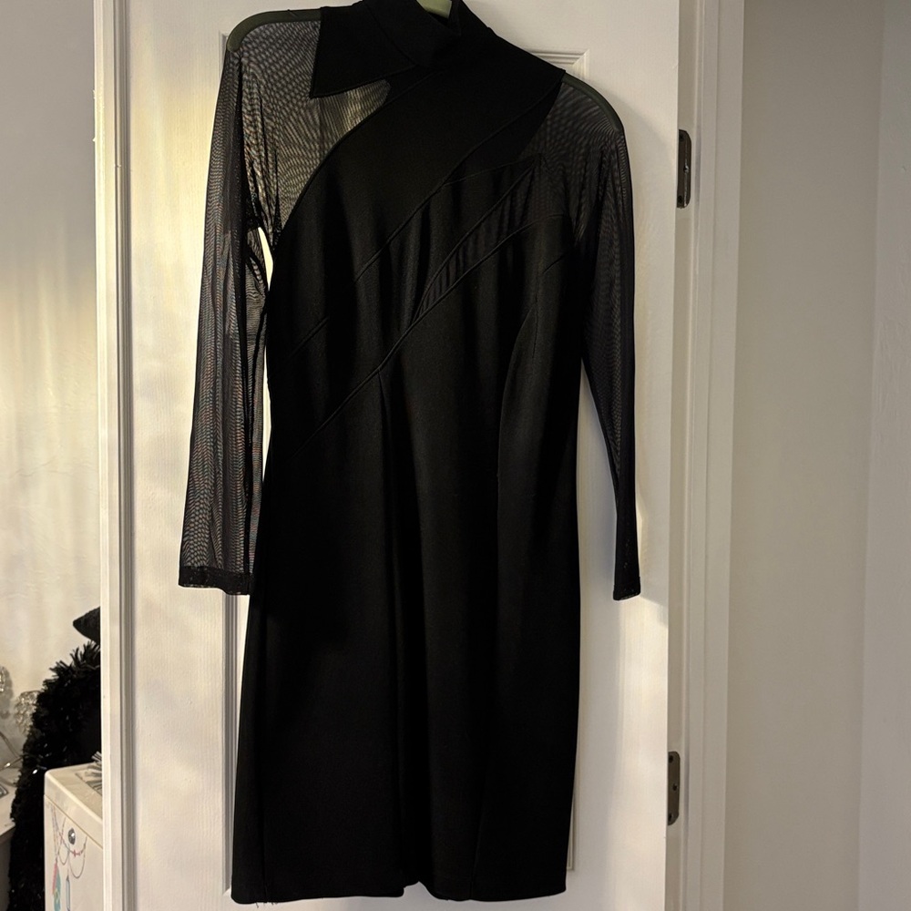 Chic Black Dress with Sheer Panels